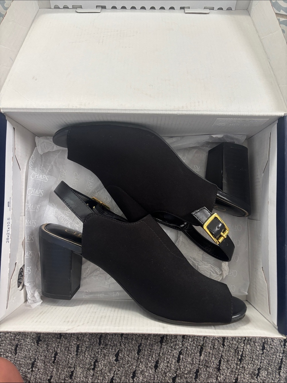 New Chaps Wadley Black chunky heel sling back sandle size 8
